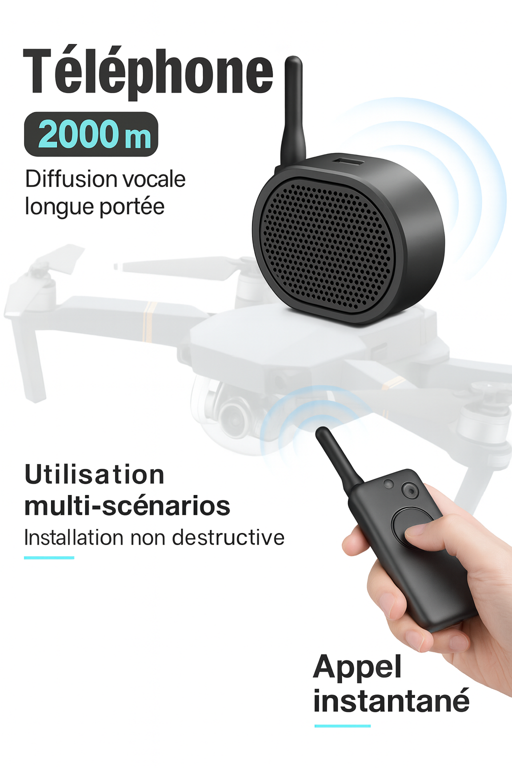 Mégaphone pour Drone avec télécommande